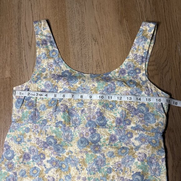 vintage Laura Ashley floral tank dress size US 8 6 blue purple white 90s linen - Picture 7 of 9
